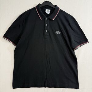 Lacoste Sports Polo Shirt Men Size 5 /m Black/Red Ringer Collar BIG Croc Logo L